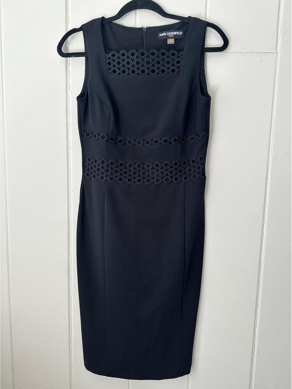 Karl Lagerfield Paris Sleeveless Black Sheath Dress with Cutout Detail Size 4
